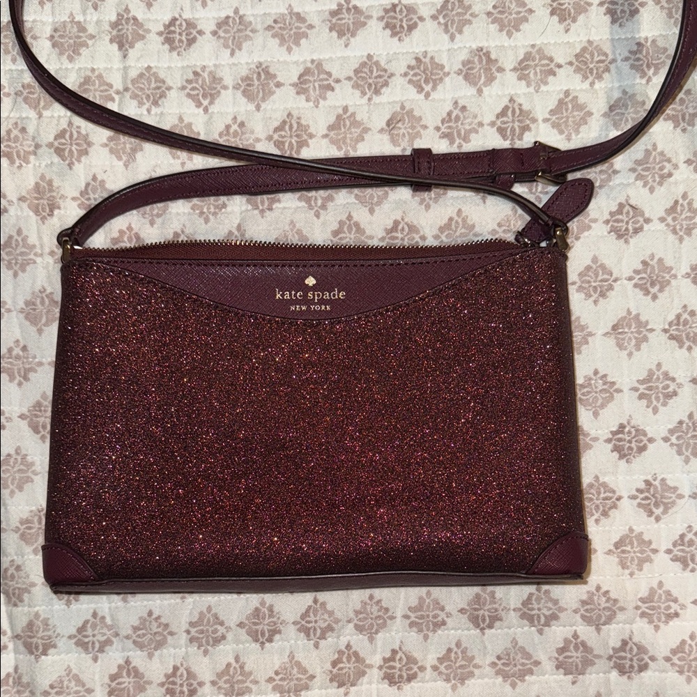 Kate Spade Glittery Burgundy Crossbody Bag